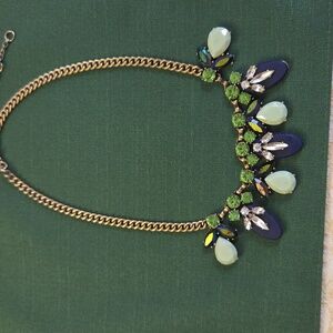 J Crew Vintage Green and Blue Statement Necklace